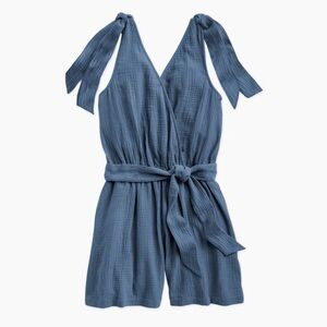 Summersalt Going Places Blue Romper with Tie Straps